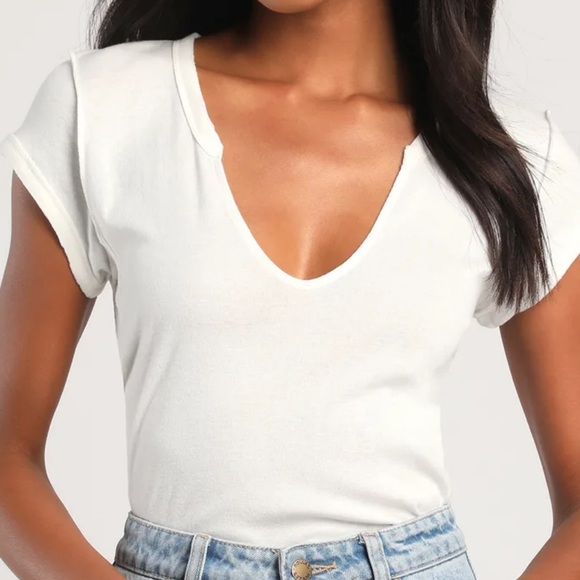 Free People Always Yours Ivory Short Sleeve Tee - Picture 3 of 9